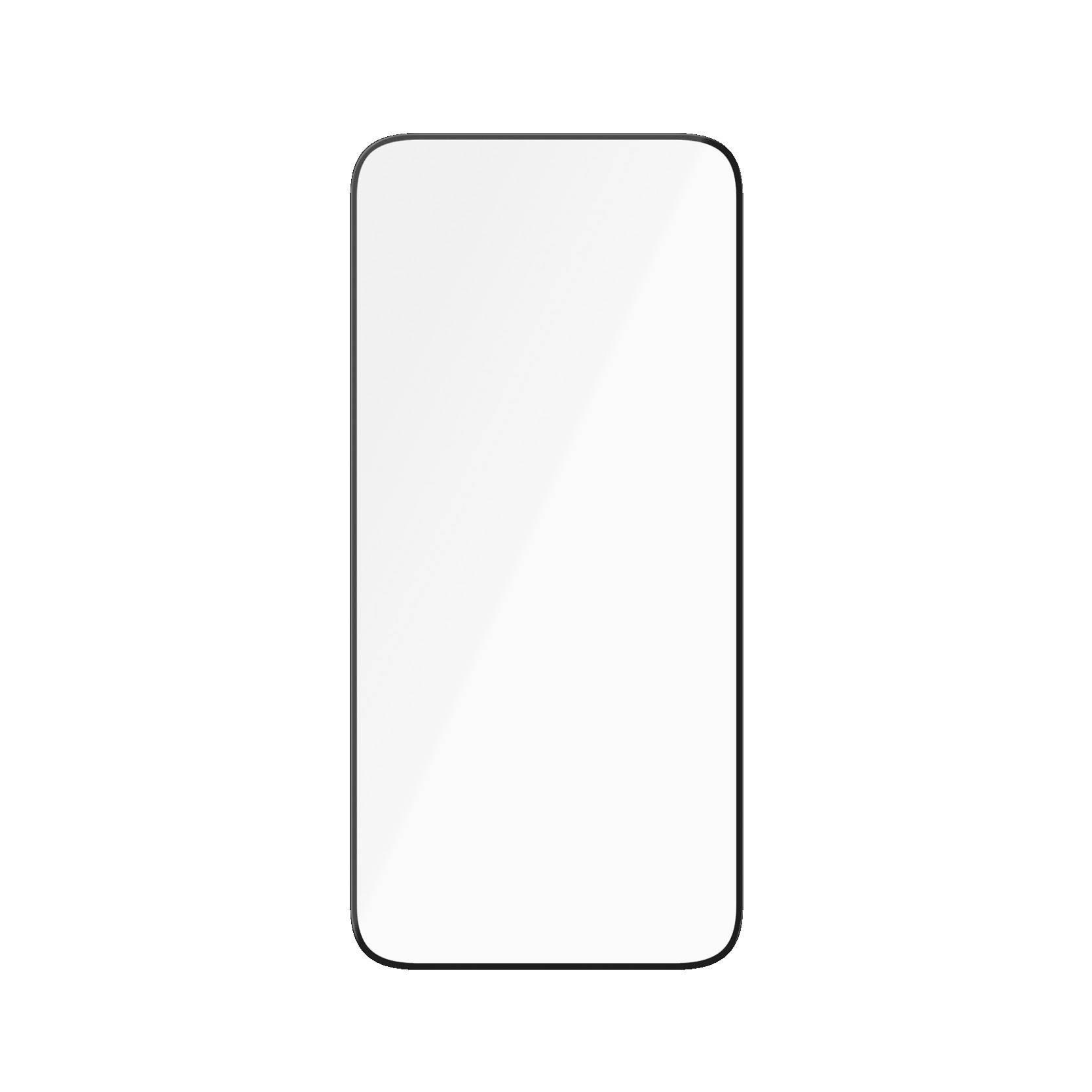 Un smartphone à l'écran éteint est montré de face.