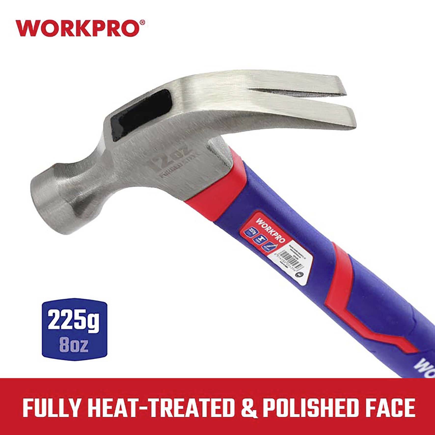 WorkPro WP241009 Marteau arrache-clou Manche ergonomique, dur 225 g 1 pc(s)