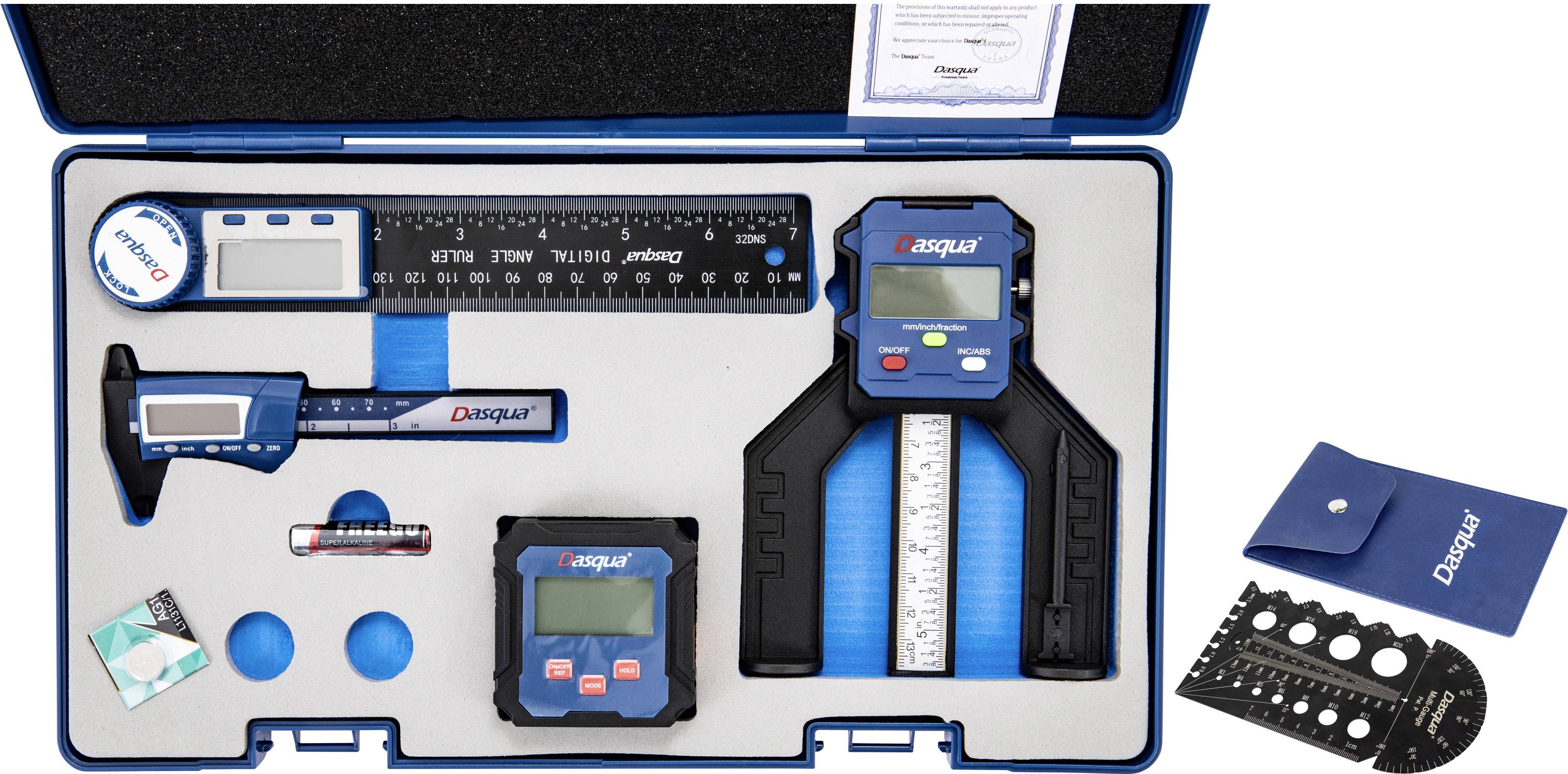 Dasqua 8300-0095 + 8511-0060 Set d'outils de mesure 4 pièces