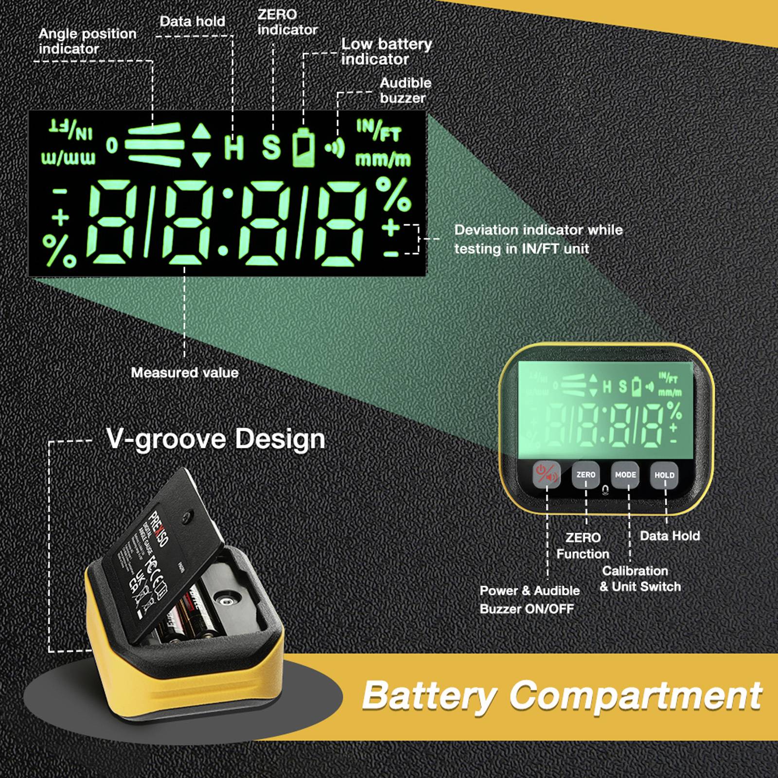Prexiso PAG90 Viseur d'angle avec pied aimanté 90 °