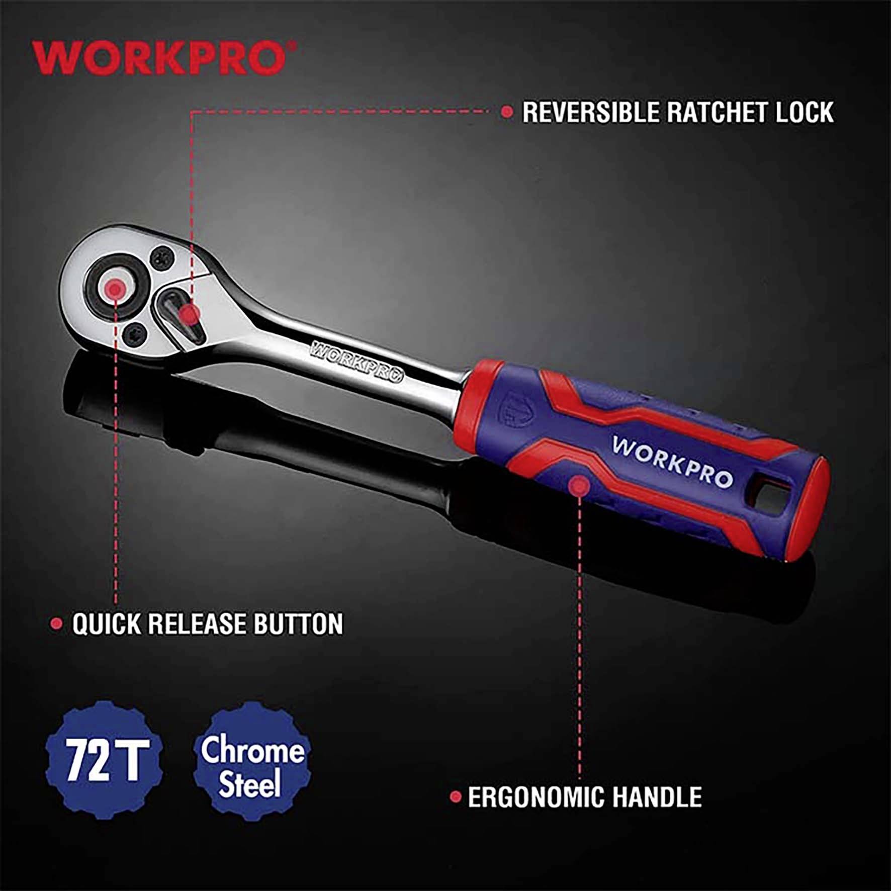 WorkPro WP271011 Cliquet réversible 3/8" (10 mm) 203 mm
