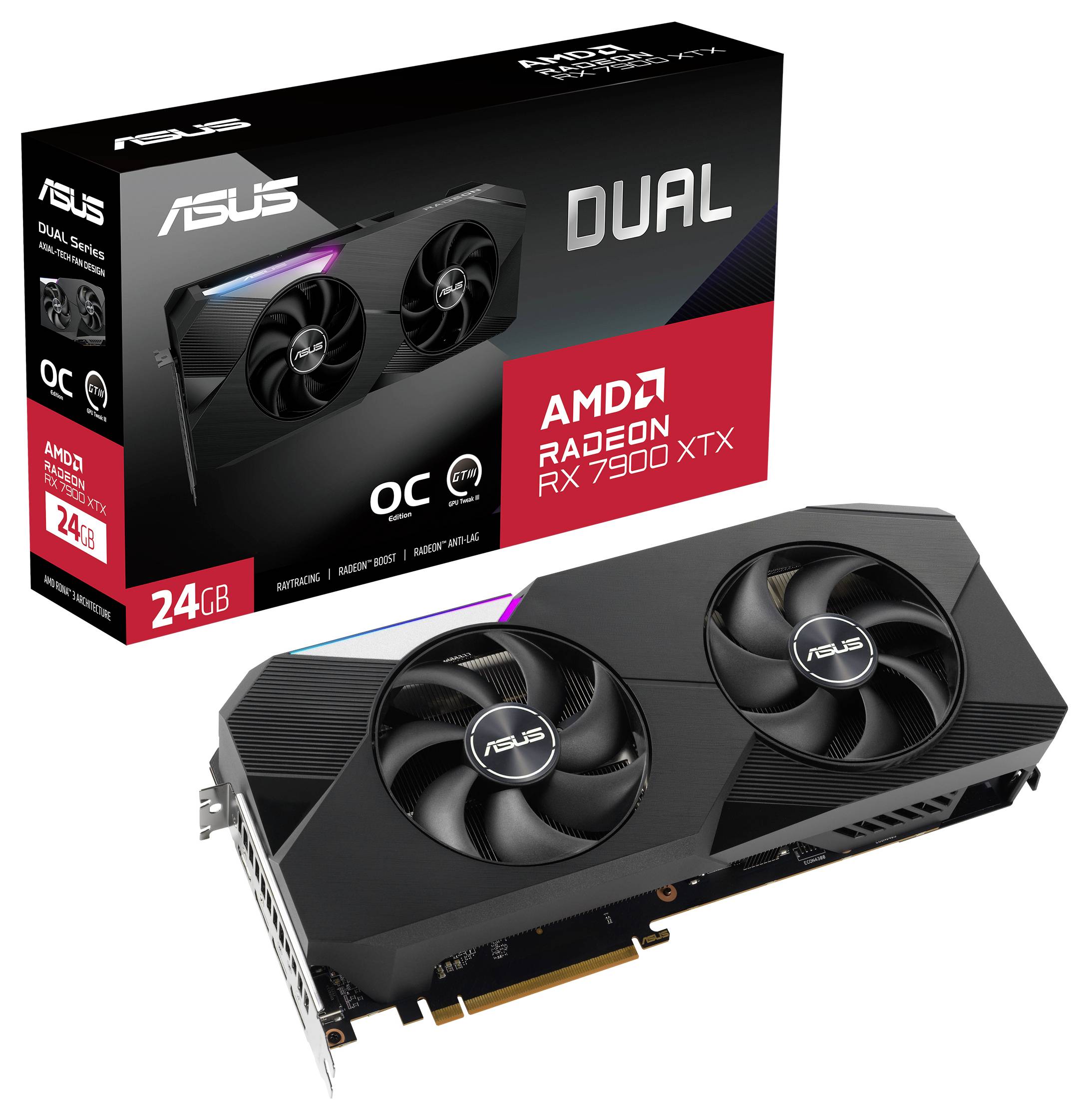 Asus Carte graphique AMD Radeon RX 7900 XTX DUAL OC 24 GB GDDR6-SDRAM PCIe x16 HDMI™, DisplayPort overclockée