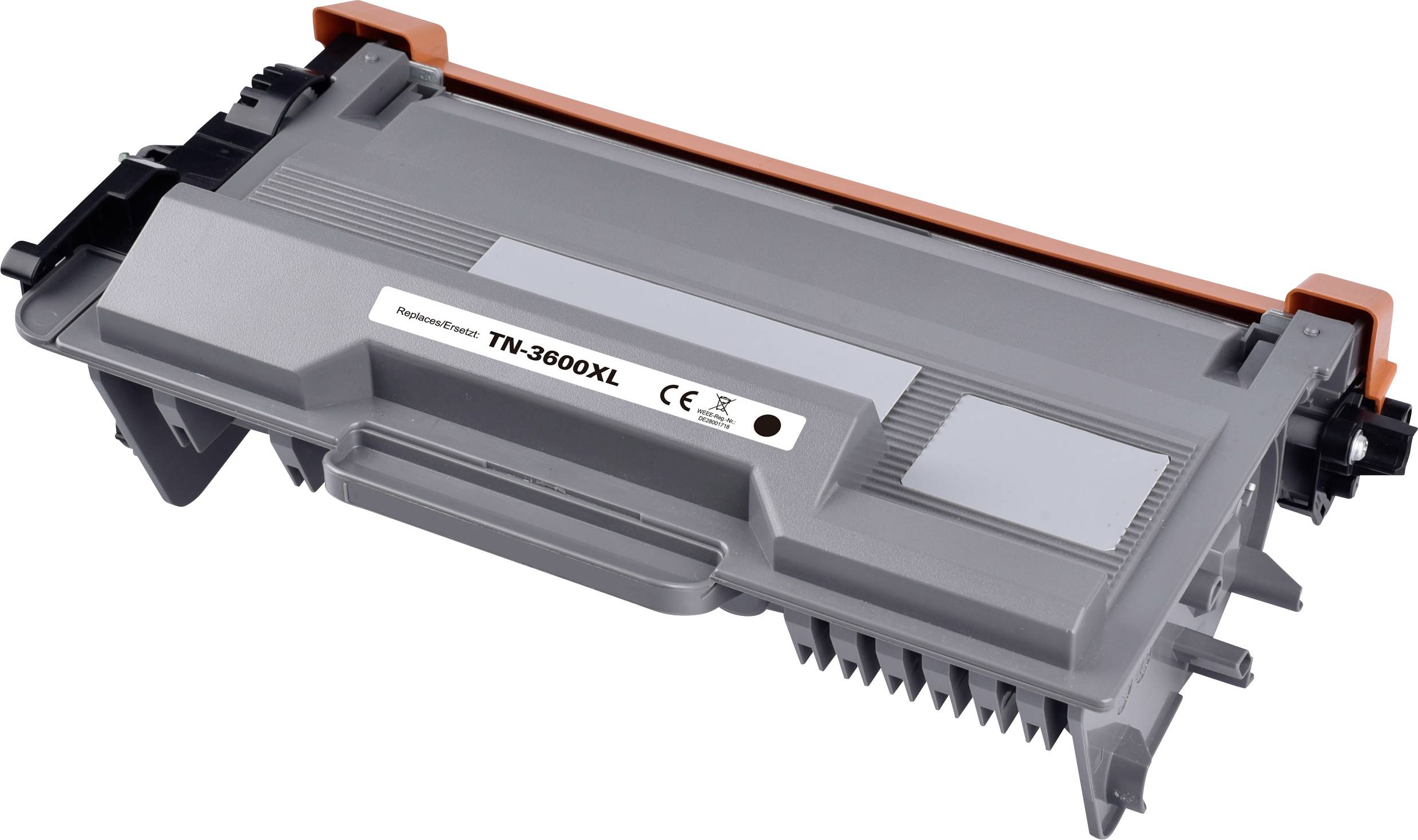 Cartouche de toner 'TN-3600XL' pour imprimante laser, grise, avec poignée et connexions.