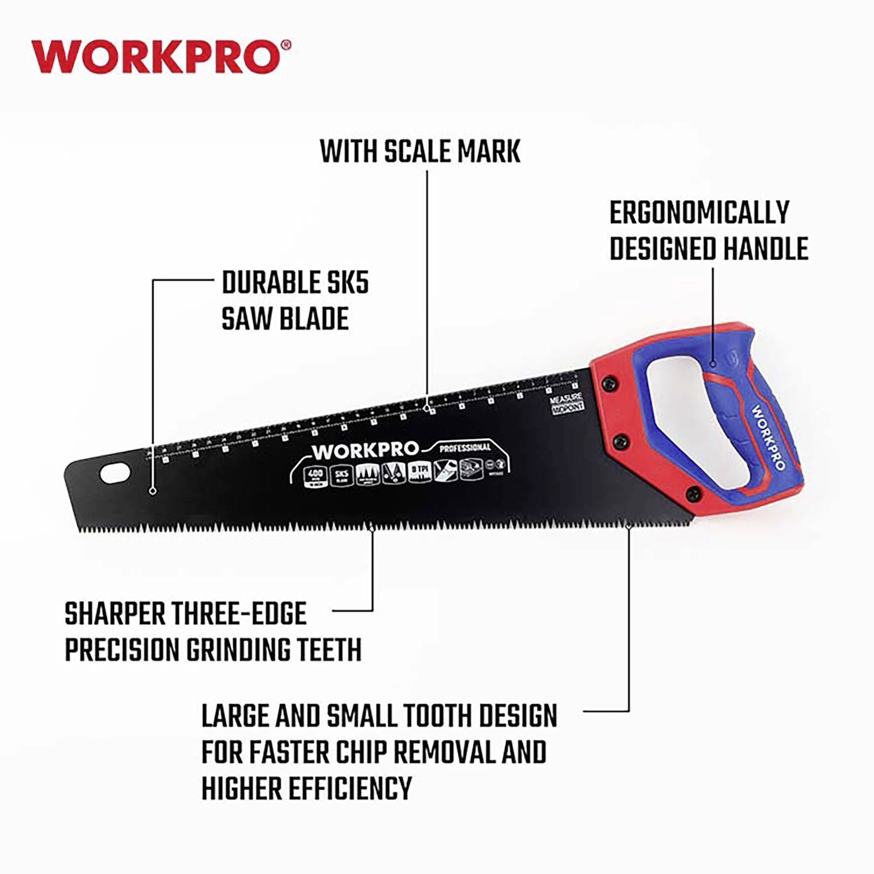 WorkPro WP215013 Scie égoïne 400 mm