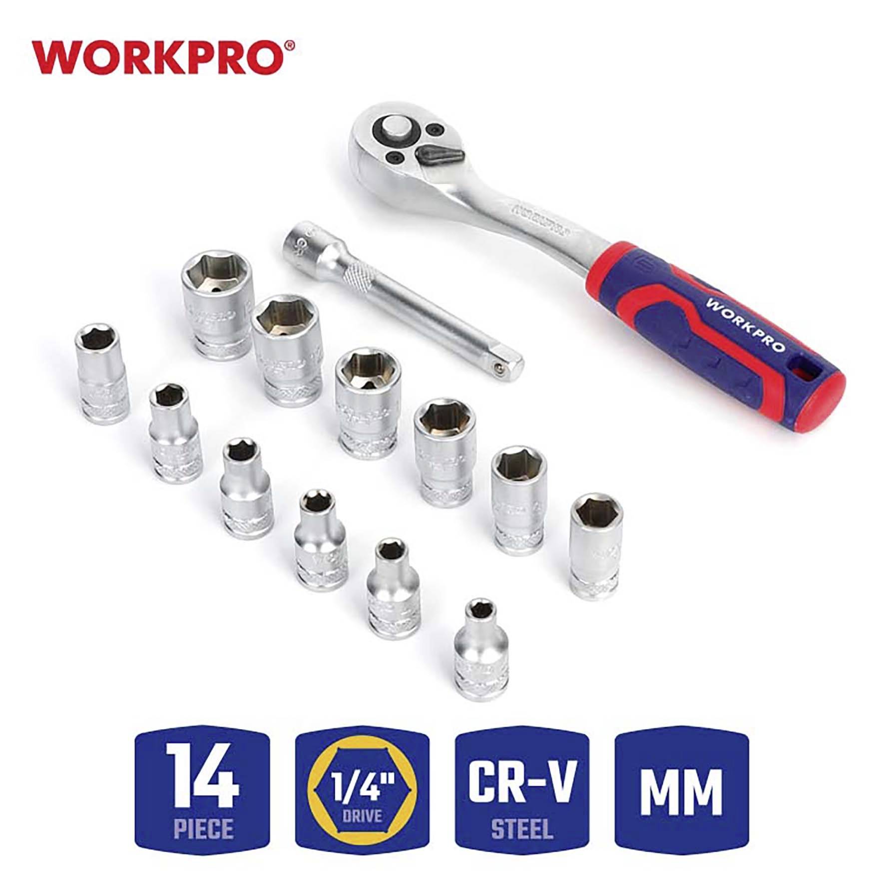 WorkPro Jeu de douilles métrique 14 pièces WP202584