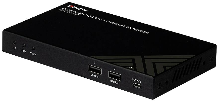 LINDY Cat.6 HDMI 4K60, IR, RS232 & Audio HDBaseT KVM Extender, Receiver HDBaseT Extendeur HDBaseT (récepteur) câble réseau RJ45