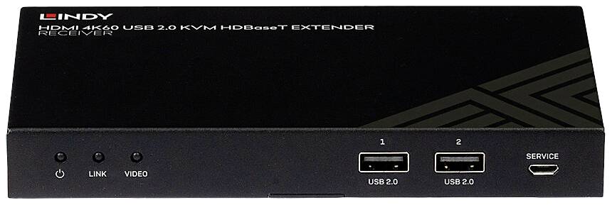 LINDY Cat.6 HDMI 4K60, IR, RS232 & Audio HDBaseT KVM Extender, Receiver HDBaseT Extendeur HDBaseT (récepteur) câble réseau RJ45
