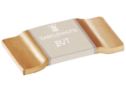 Résistance de performance de la marque Isabellenhütte, modèle BV/T, avec deux surfaces de contact et nom de marque central. Adapté aux applications électroniques.