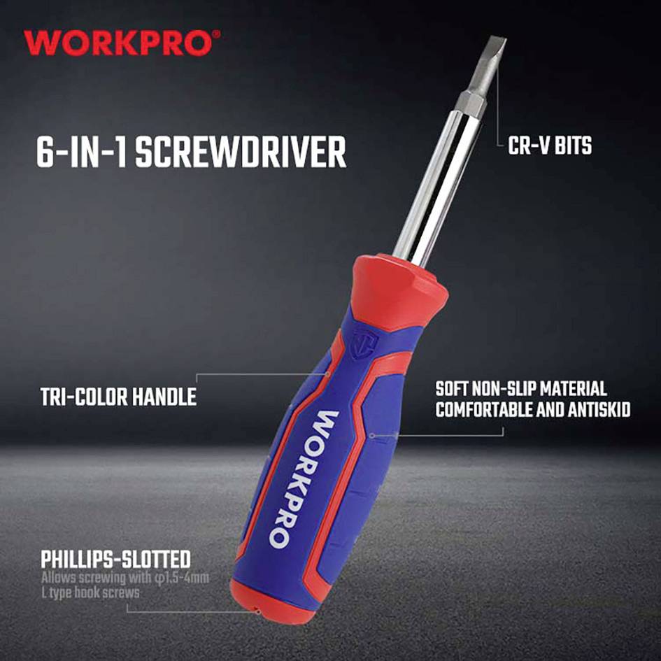WorkPro Jeu de tournevis PH2, 1/4", PH1, 3/16” (4,8 mm)