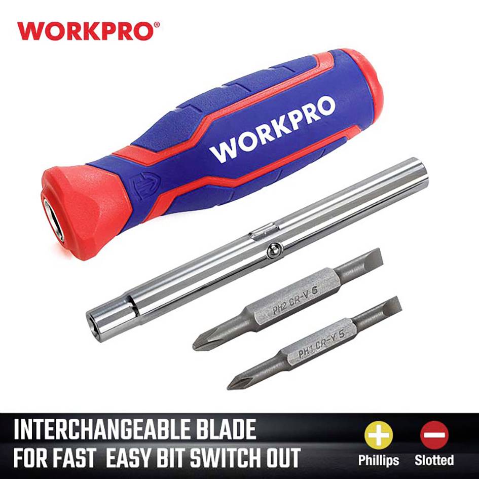 WorkPro Jeu de tournevis PH2, 1/4", PH1, 3/16” (4,8 mm)