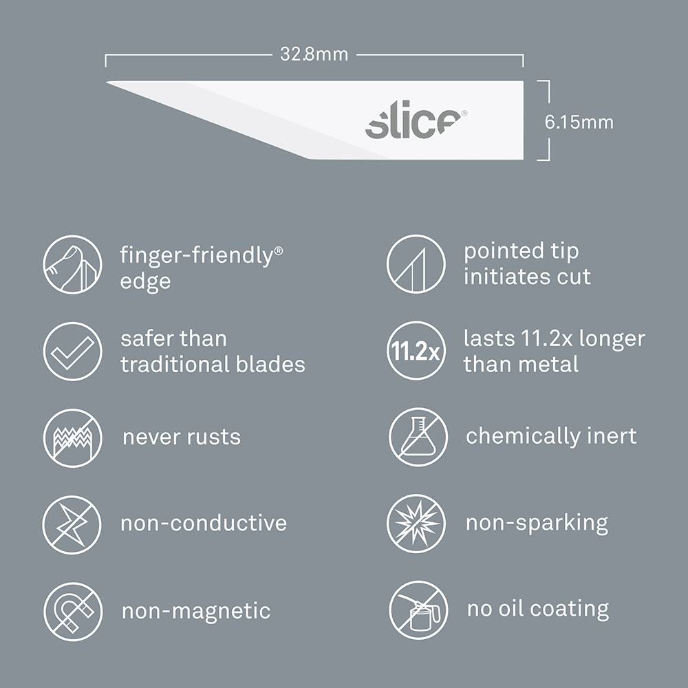 Slice 10519 Lames de rechange en céramique, lame droite, pointue 4 pc(s)