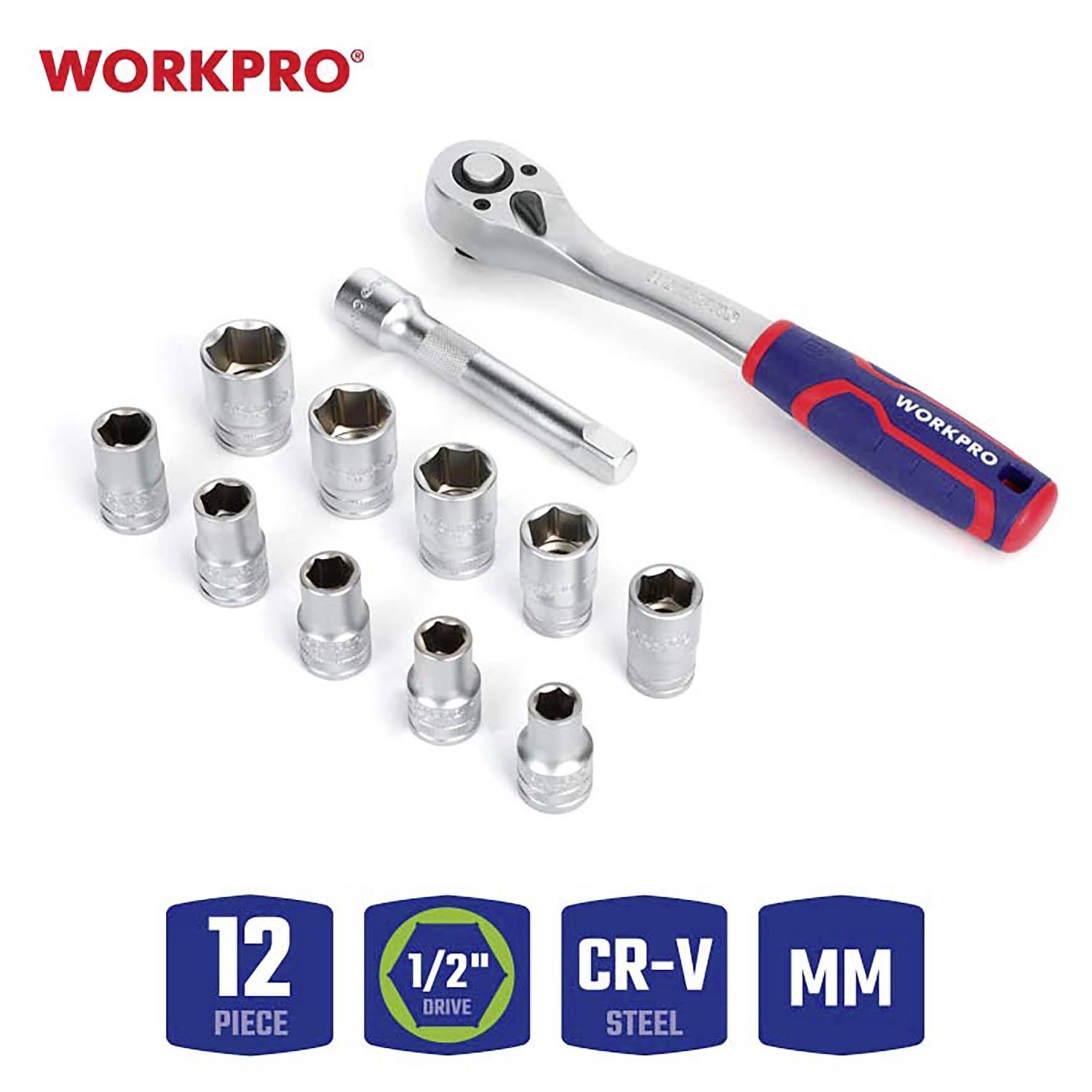 WorkPro Jeu de douilles 12 pièces WP202586