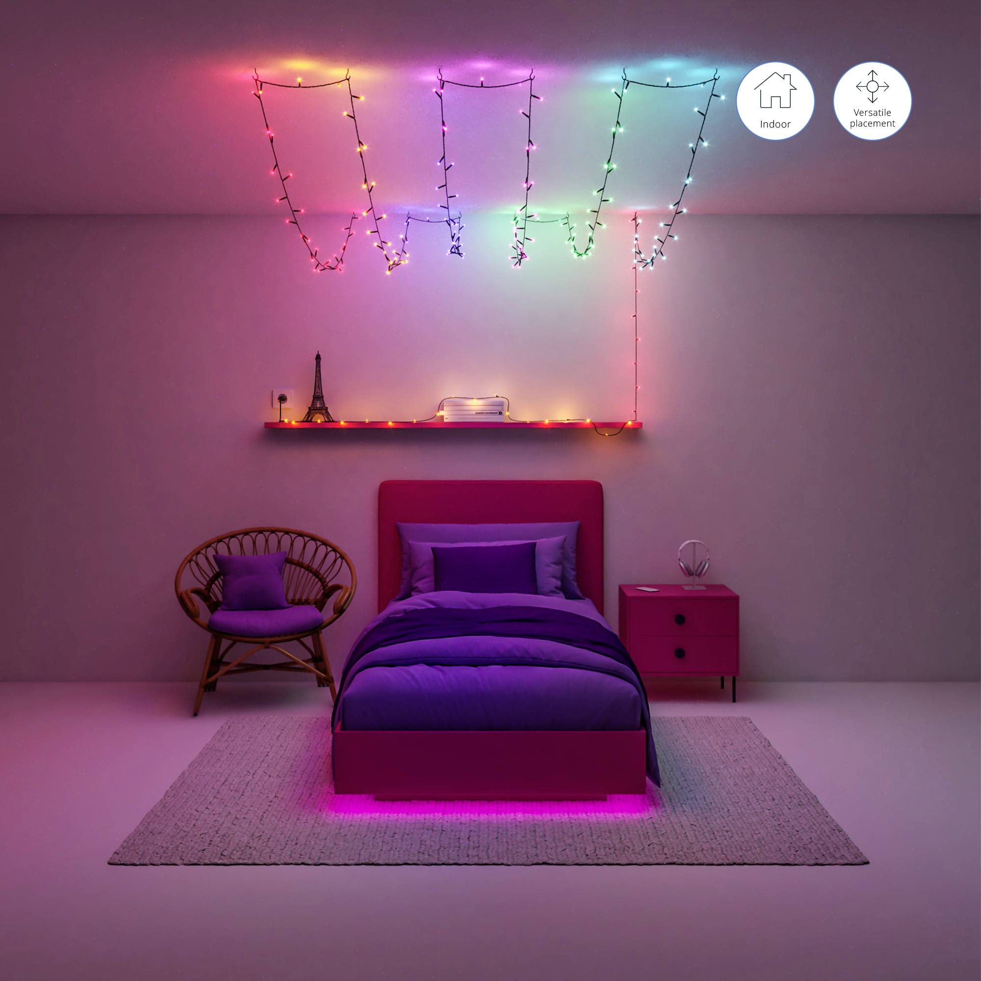 WiZ 8720169076969 Guirlande lumineuse pour l'intérieur/extérieur via USB Nombre de lumière 160 LED RVB commandé via une