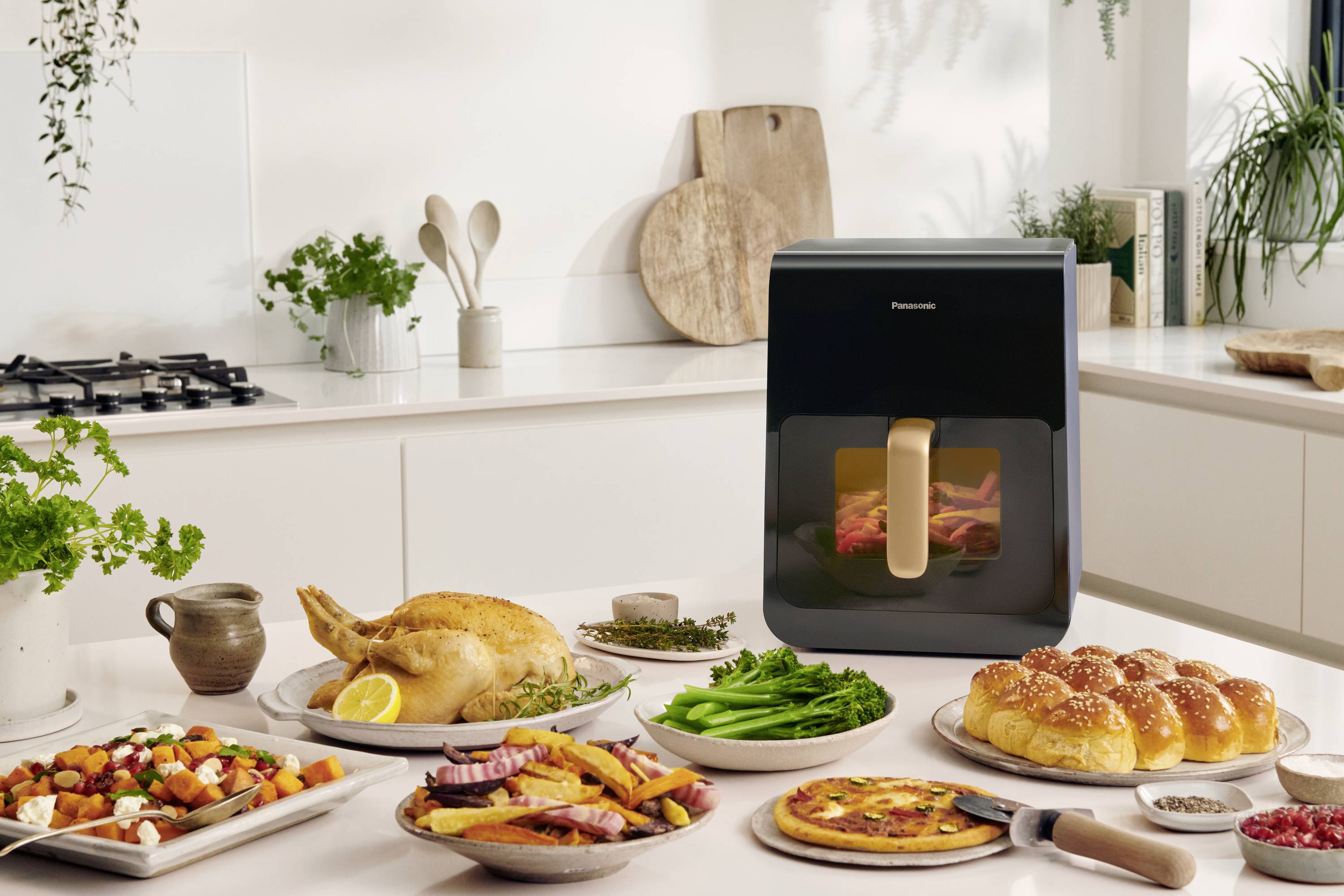 Panasonic NF-CC600AXE Friteuse à air chaud 6 l 1450 W boîtier Cool-Touch, ajout de vapeur, Minuteur digital, Écran LCD, hublot