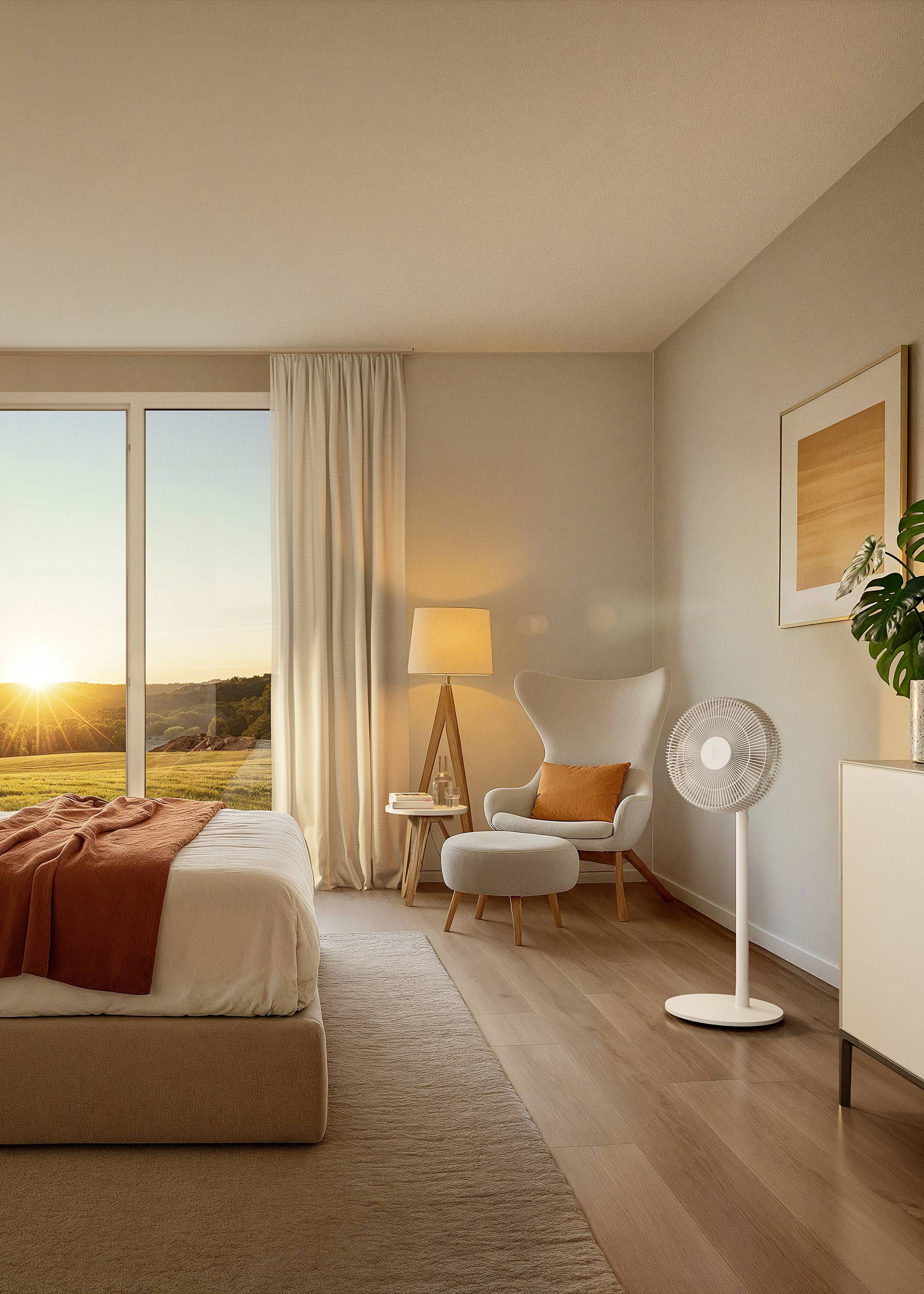 Stadler Form Finn mobile Ventilateur sans fil blanc avec batterie, avec télécommande, minuteur, hauteur réglable, pivotant