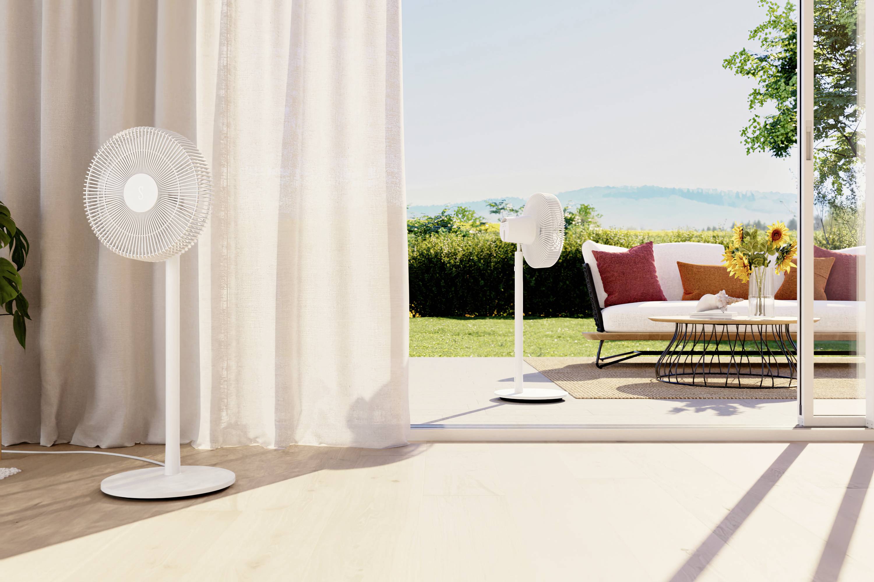 Stadler Form Finn Ventilateur sur pied blanc avec télécommande, minuteur, hauteur réglable, pivotant