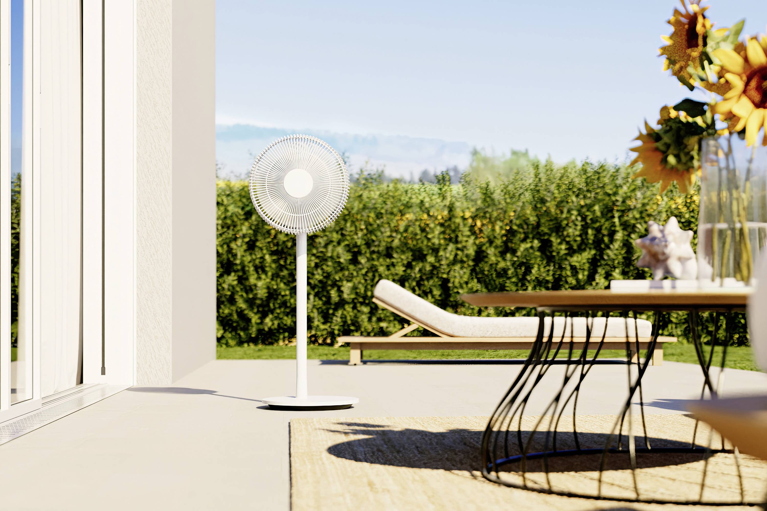 Stadler Form Finn Ventilateur sur pied blanc avec télécommande, minuteur, hauteur réglable, pivotant