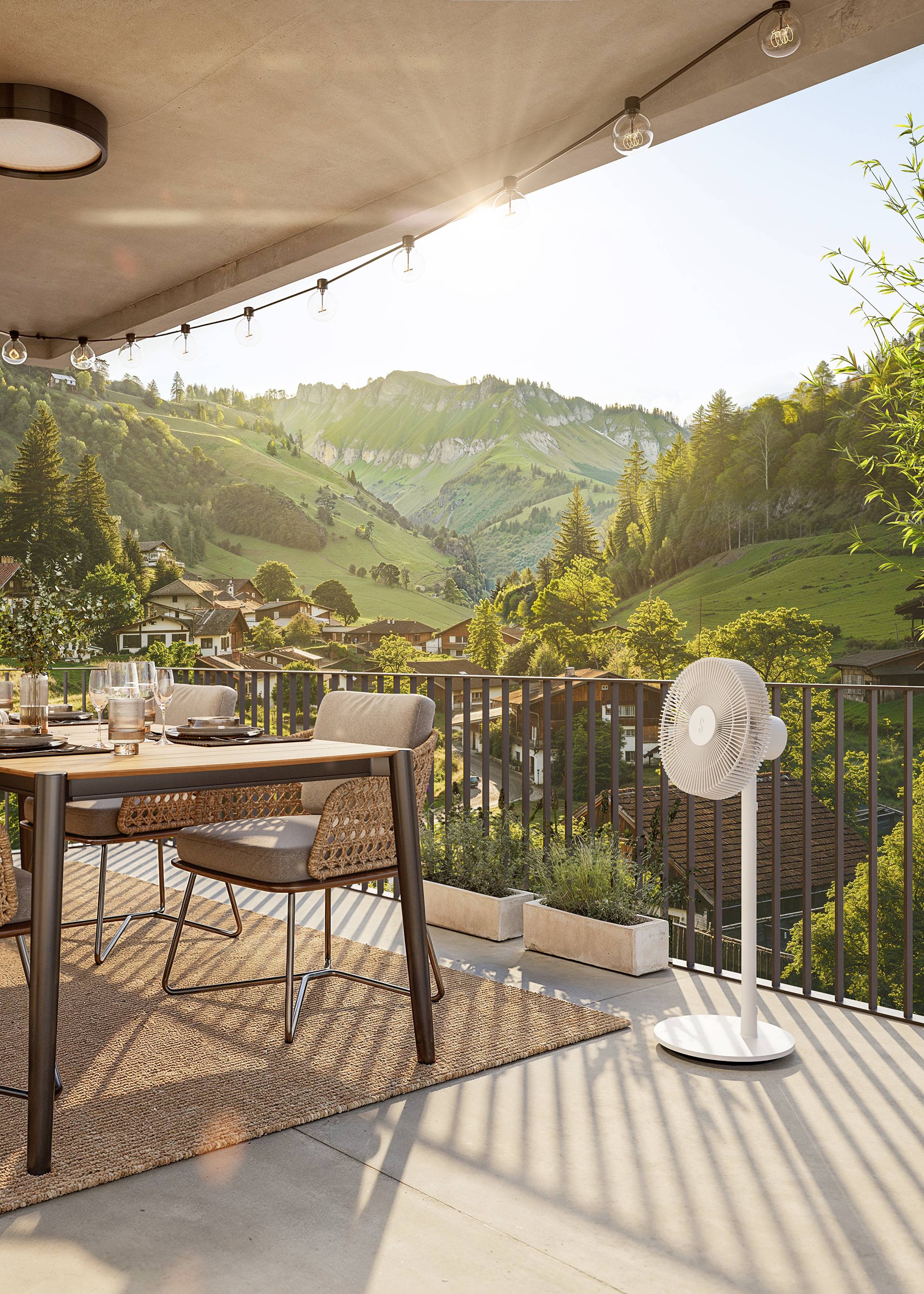 Stadler Form Finn Ventilateur sur pied blanc avec télécommande, minuteur, hauteur réglable, pivotant