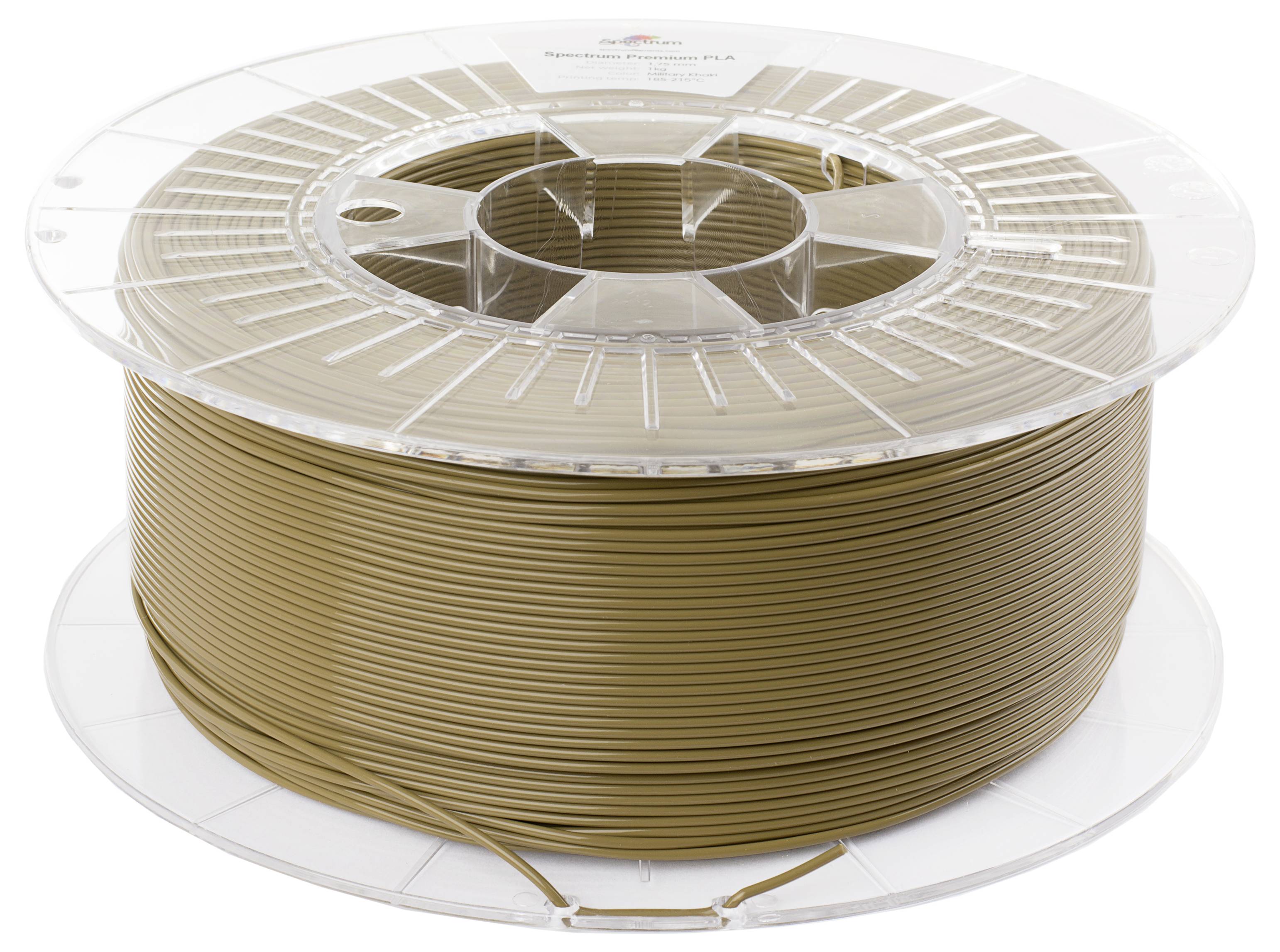 Grande bobine de filament PLA beige clair pour imprimante 3D. Le filament est enroulé uniformément, adapté pour l'impression 3D.