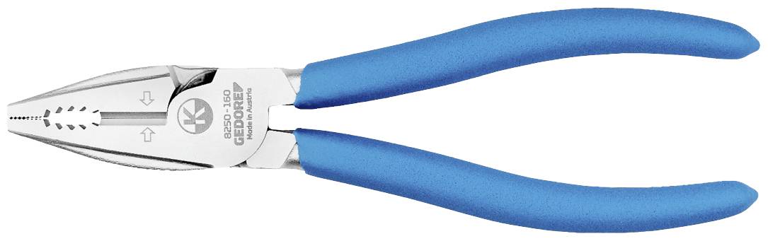 Une pince multifonction à poignées bleues est posée sur un fond blanc. Elle est utilisée pour divers travaux manuels.