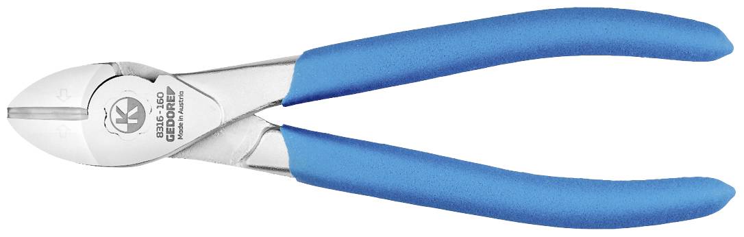Pince coupante avec poignées bleues, lames métalliques, adaptée pour couper des fils et petits câbles.
