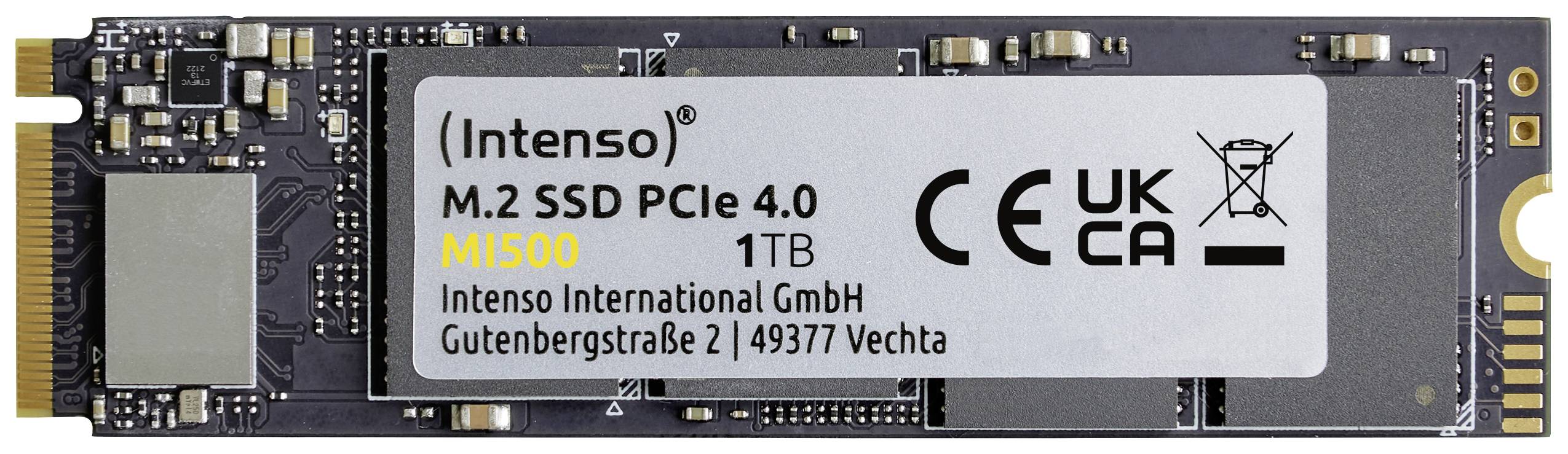 SSD M.2 d'Intenso, PCIe 4.0, Modèle 'M1500', Capacité : 1 To. Fabricant : Intenso International GmbH, Vechta, Allemagne.