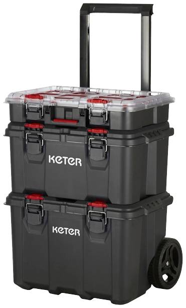 KETER 250927 Stack n Roll Boîte à outils vide noir