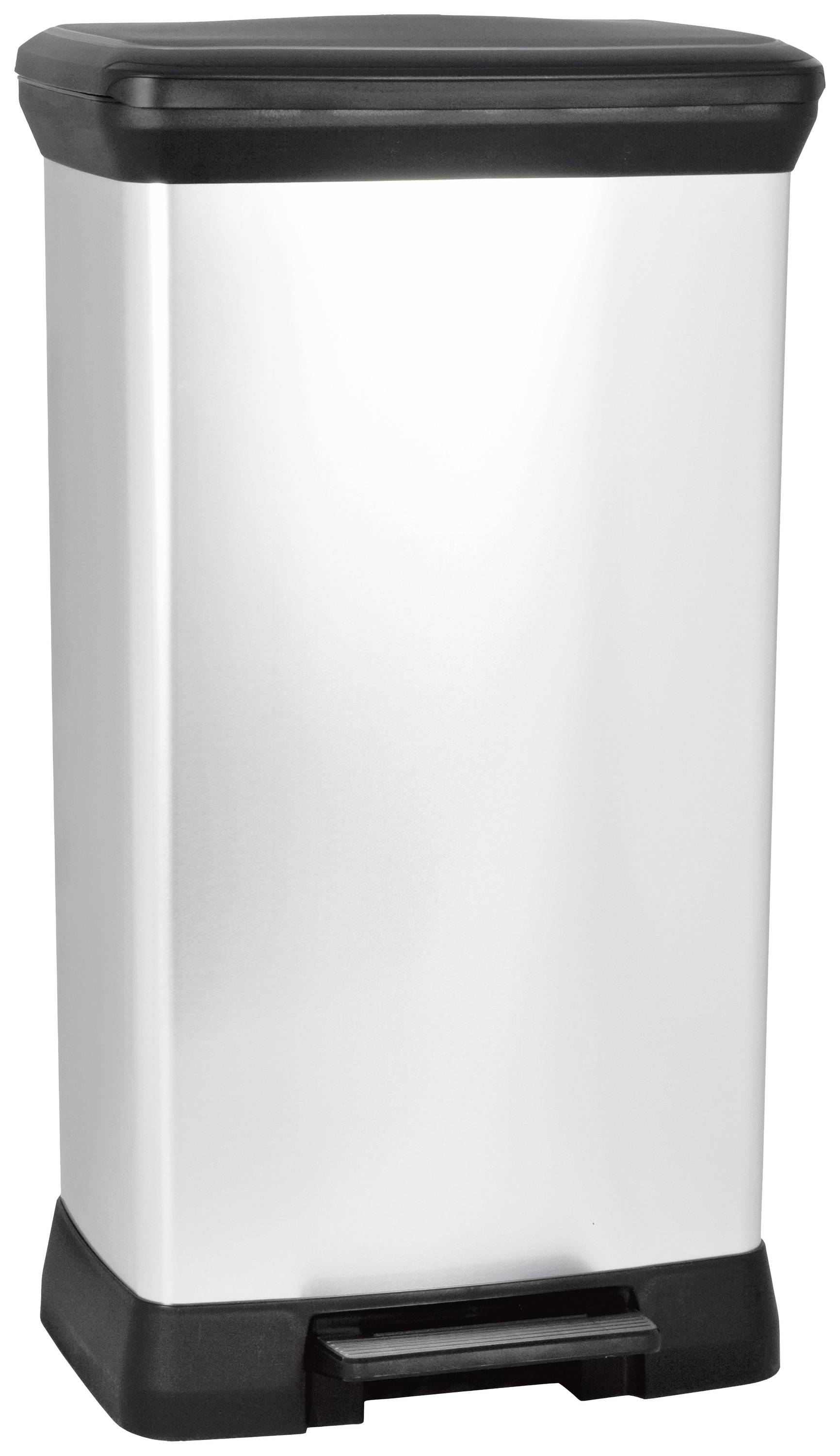 Curver Deco bin metalics 240643 Poubelle 50 l (l x H x P) 390 x 720 x 290 mm argent, noir 1 pc(s)