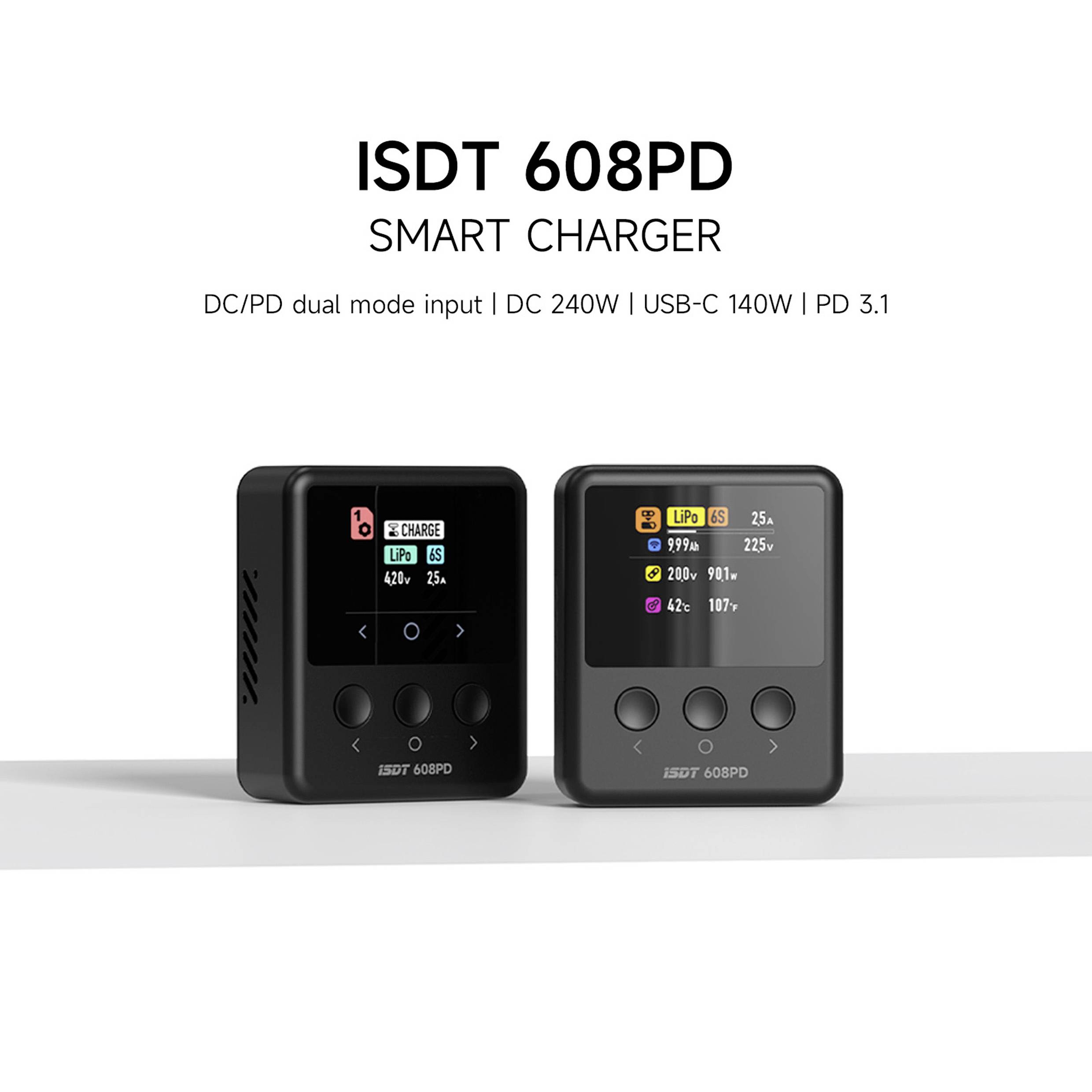 ISDT 608PD Smart Chargeur multifonction de modélisme 10 A LiFePO, Li-polymère, LiHV, NiMH Fonction déchargement, Affichage