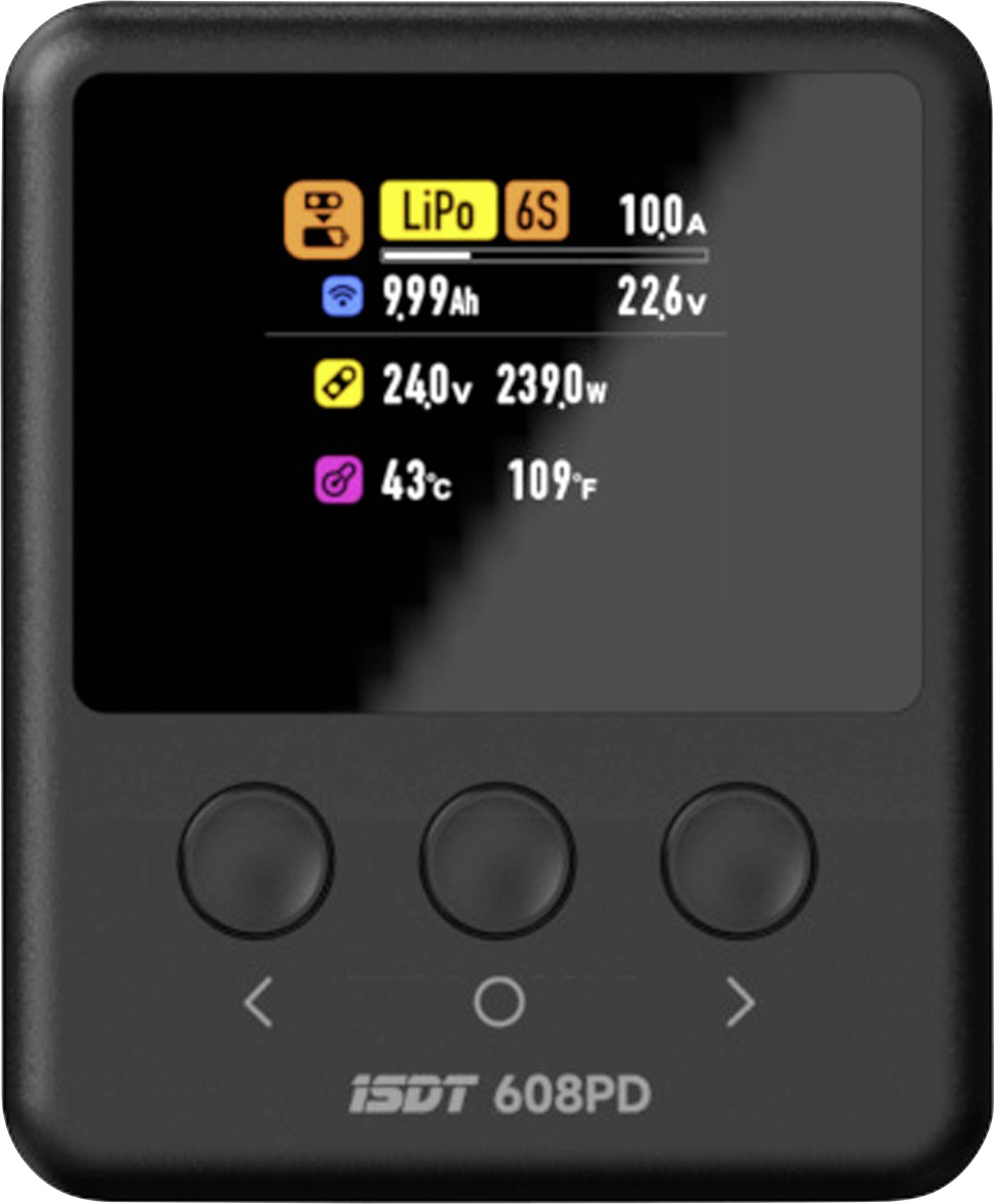 ISDT 608PD Smart Chargeur multifonction de modélisme 10 A LiFePO, Li-polymère, LiHV, NiMH Fonction déchargement, Affichage