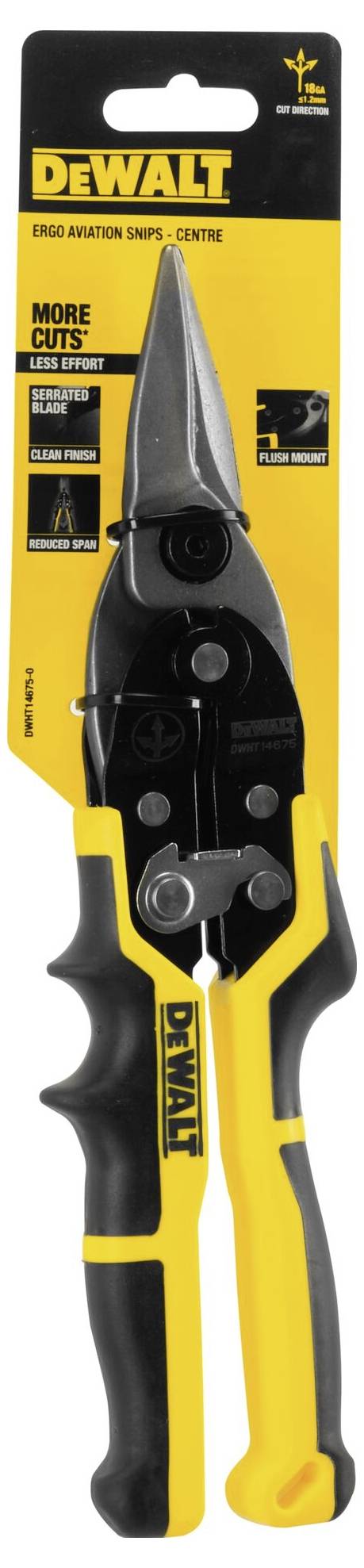 DEWALT Cisaille à tôle Ergo, droite jaune DWHT14675-0