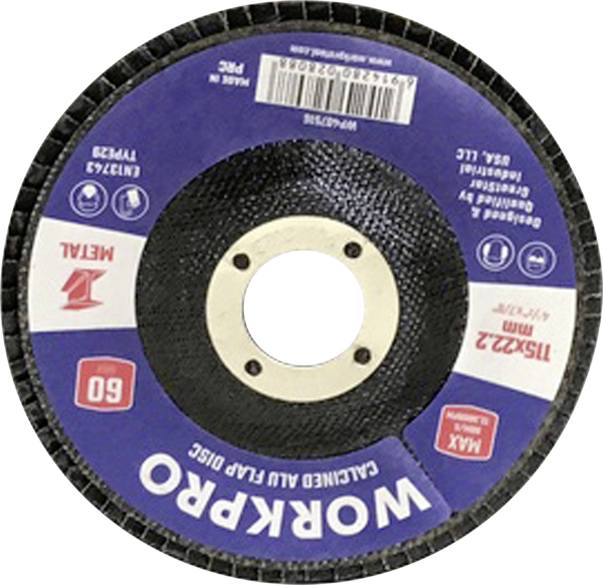 WorkPro WP407516 Disque à surfacer à lamelles Diamètre 115 mm Ø de perçage 22.2 mm 10 pc(s)