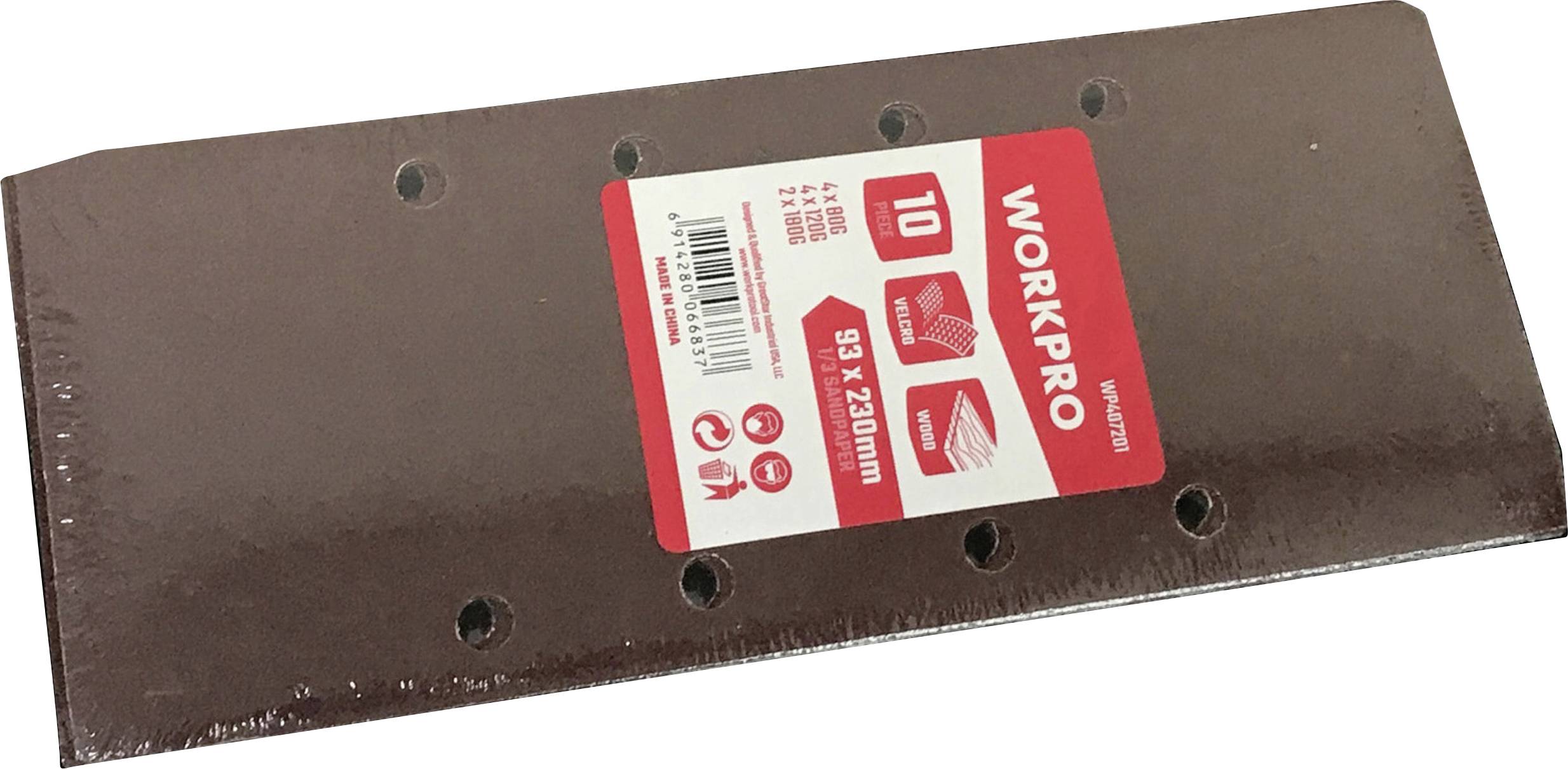 WorkPro WP407201 Papier abrasif avec bande auto-agrippante (L x l) 230 mm x 93 mm 10 pc(s)