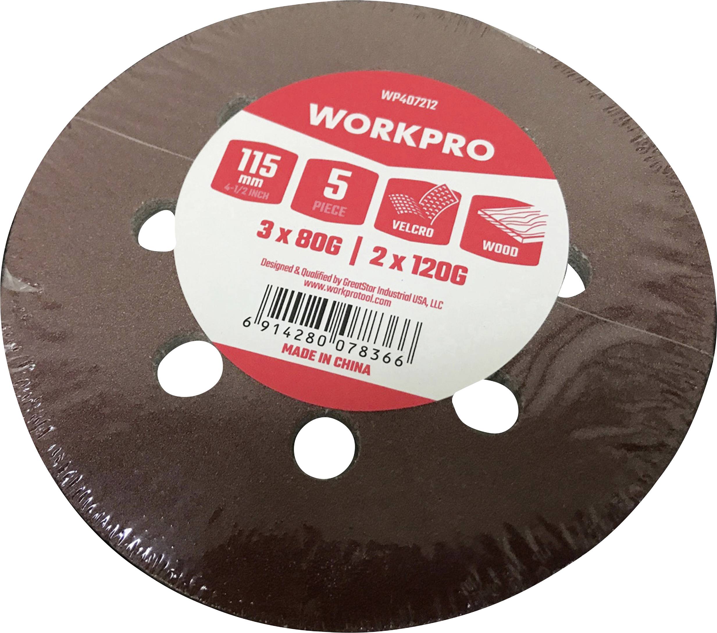 WorkPro WP407212 Papier abrasif pour plateau de ponçage (Ø) 115 mm 5 pc(s)