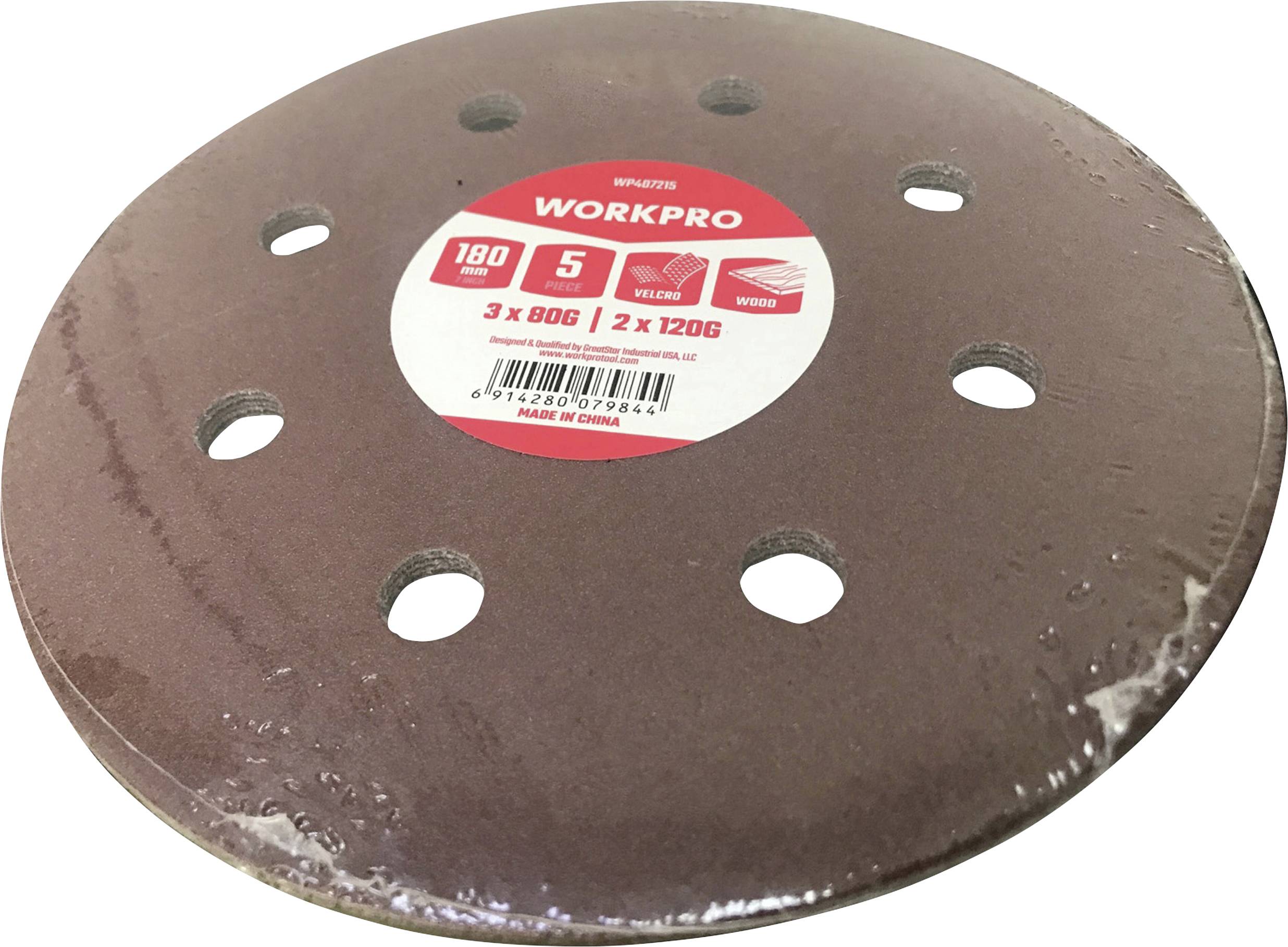 WorkPro WP407215 Papier abrasif pour plateau de ponçage (Ø) 180 mm 5 pc(s)
