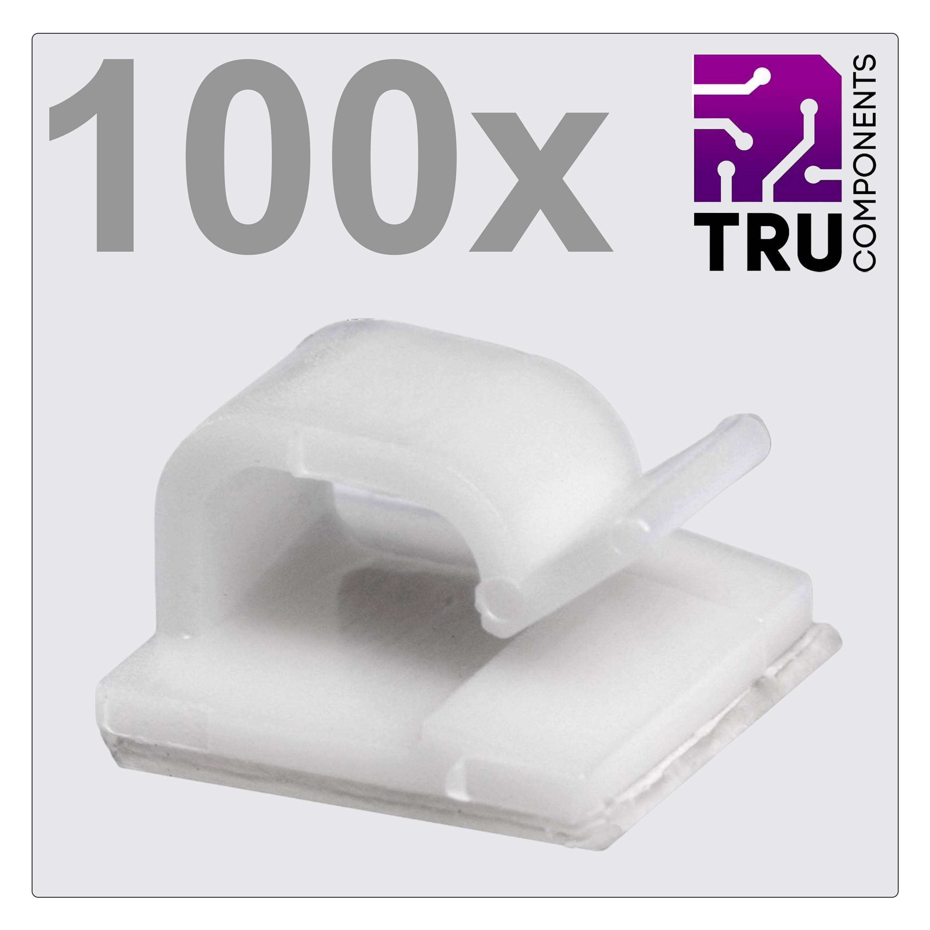 TRU COMPONENTS T24CA021 Clip de câble autocollant TC-12888440 Plage de Ø du faisceau 1 à 7 mm blanc 100 pc(s)
