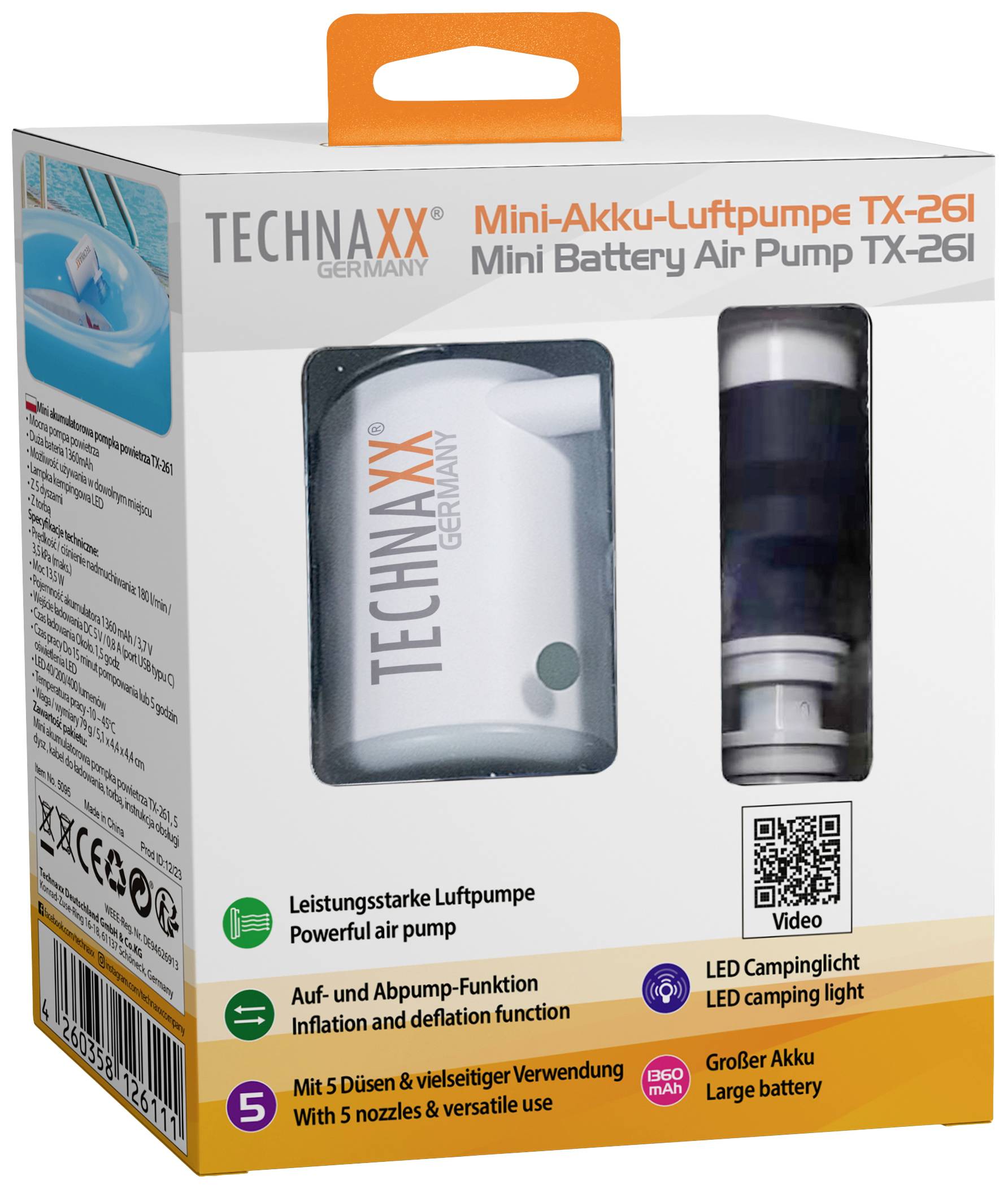 Technaxx 5095 Compresseur sans fil TX-261