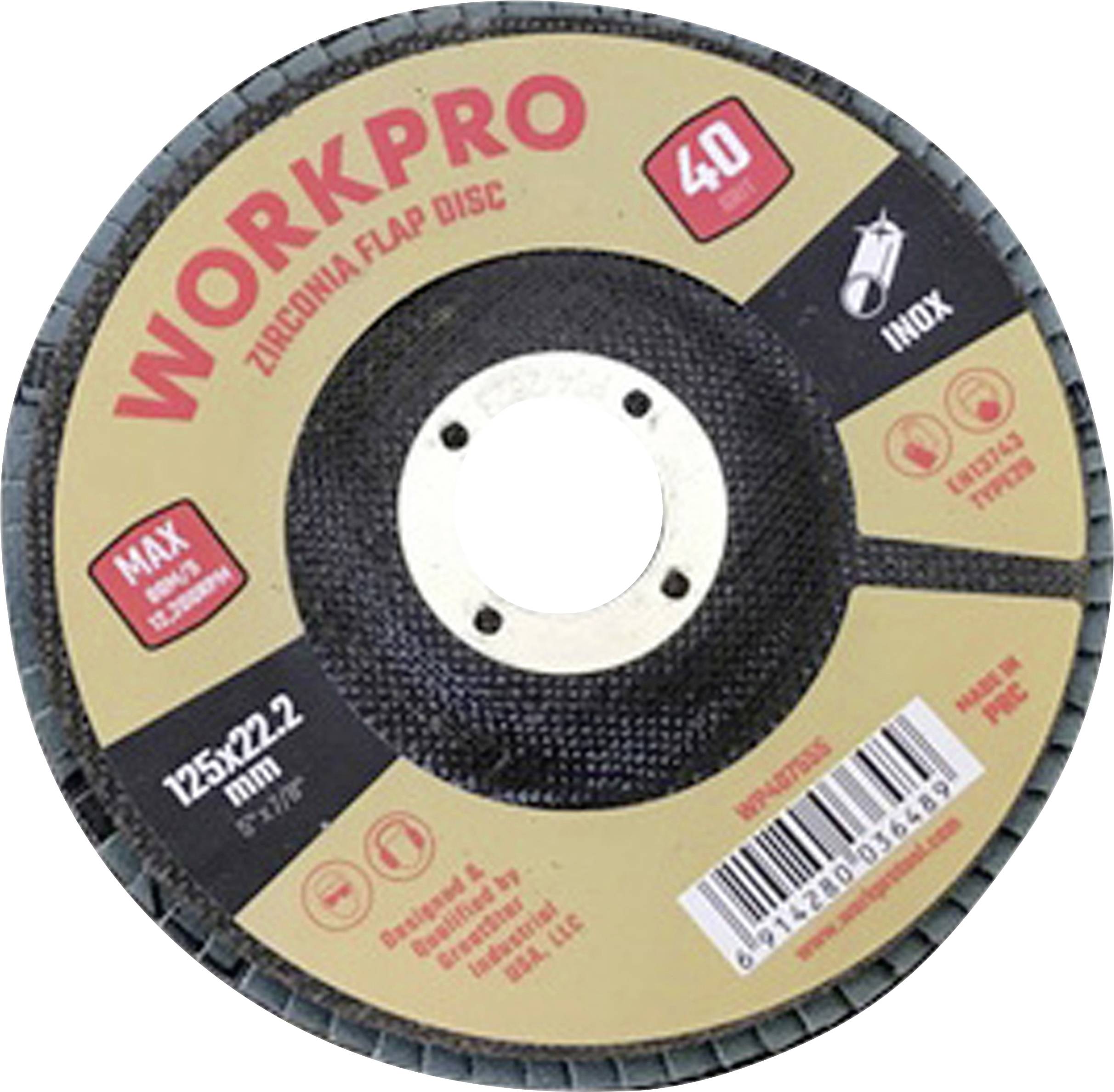 WorkPro WP407555 Disque à surfacer à lamelles Diamètre 125 mm Ø de perçage 22.2 mm 10 pc(s)