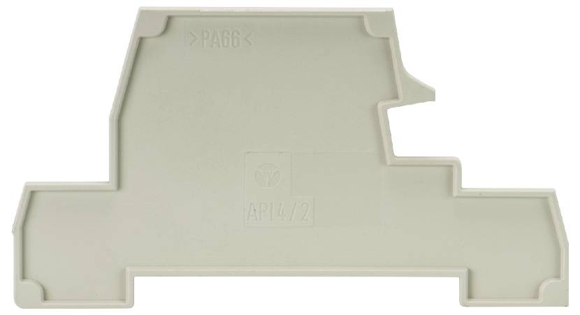 Une couverture en plastique beige portant l'inscription 'PAG6' et 'AP14/2', pouvant servir de couvercle ou de pièce de sécurité.