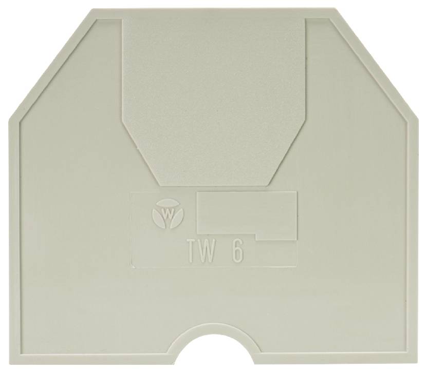 Couvercle de finition gris portant l'inscription 'TW 6', utilisé pour l'isolation et la protection des circuits électriques.