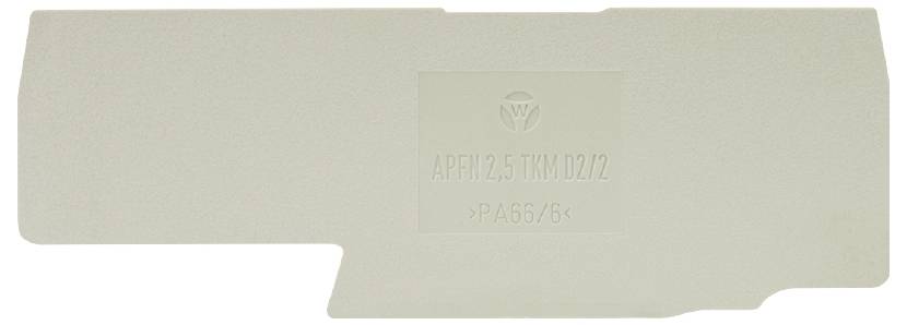 Une pièce rectangulaire en plastique avec une encoche, marquée de : 'APN 12,5 TKM 12/12' et 'PA66/6'. Il semble s'agir d'une identification.