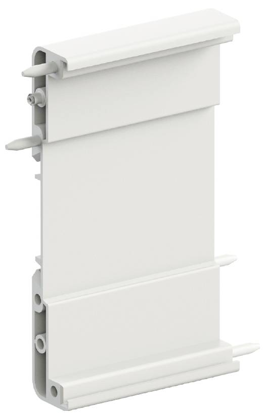 Couvercle rectangulaire en plastique blanc, doté de plusieurs points de fixation, sur un fond neutre.