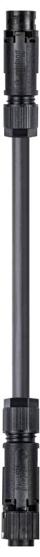 Tige télescopique cylindrique noire à segments réglables.