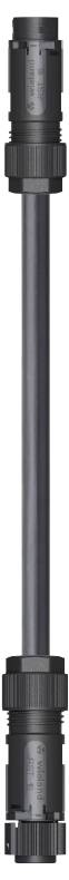 Un long connecteur cylindrique avec deux embouts noirs, adapté pour une utilisation dans des applications mécaniques ou techniques.