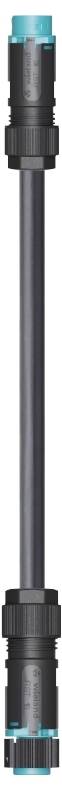 Un connecteur cylindrique noir avec un bord bleu, adapté pour relier des tuyaux ou des câbles.