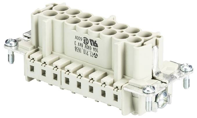 Connecteur industriel multibroches avec fixations par vis, adapté aux applications haute tension.