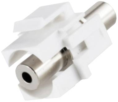Connecteur F blanc pour connexions coaxiales, adapté au montage mural, isolant le câble pour une transmission de signal efficace.