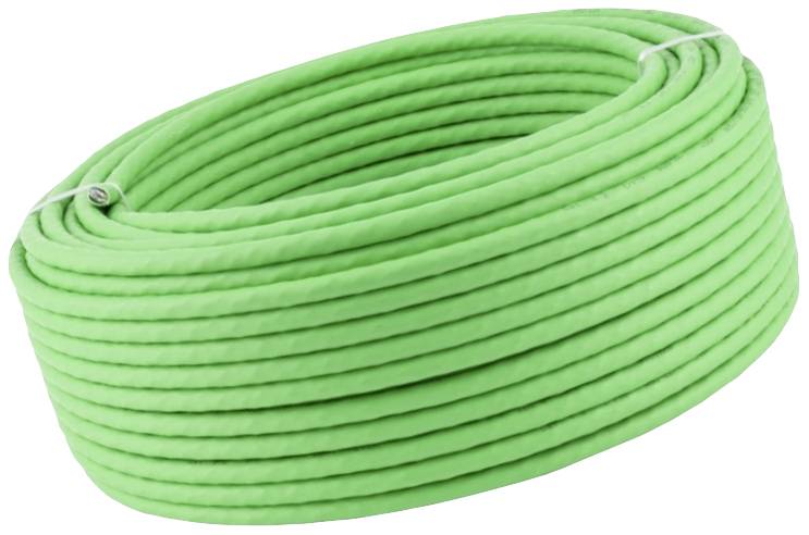 Ficelle en plastique vert enroulée.