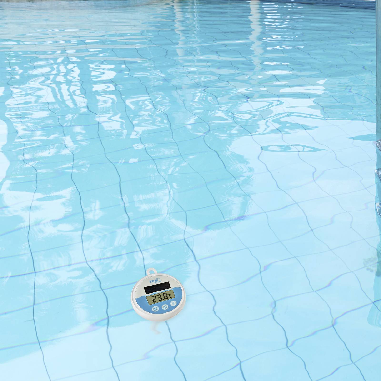 TFA Dostmann Digitales Solar-Poolthermometer Thermomètre de piscine blanc, turquoise 30.1068.02