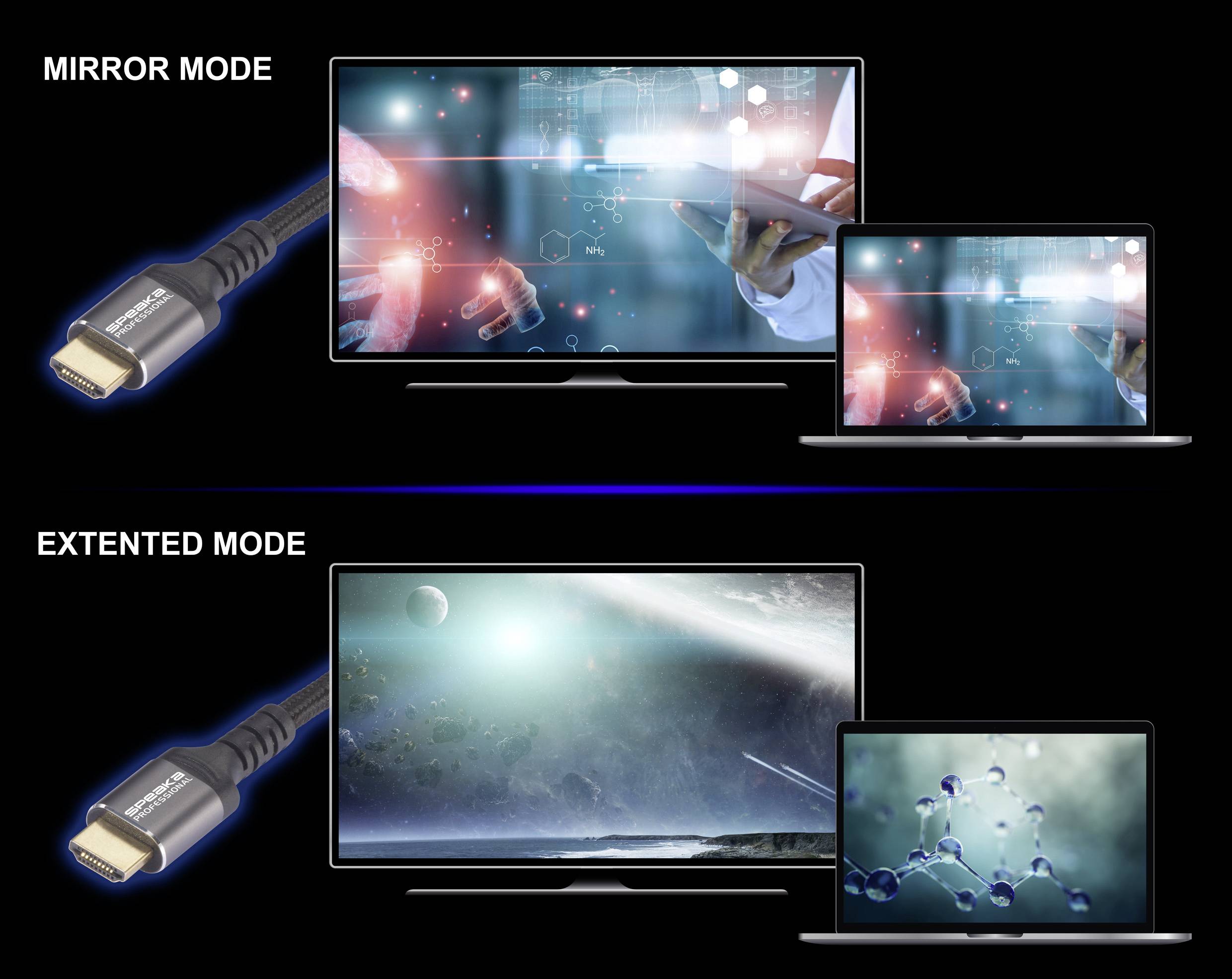 Câble de raccordement SpeaKa Professional HDMI Fiche mâle HDMI-A, Fiche mâle HDMI-A 0.50 m noir SP-13125620 8K UHD Câble HDMI